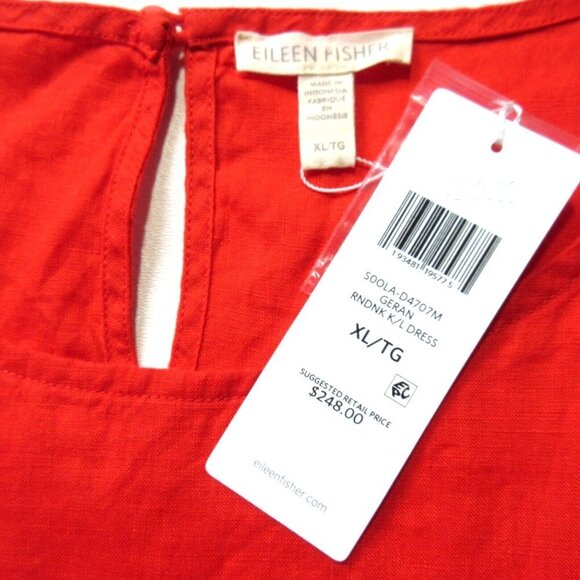 NWT Eileen Fisher Organic Handkerchief Linen Boxy Shift in Geranium Dress XL - Picture 3 of 6